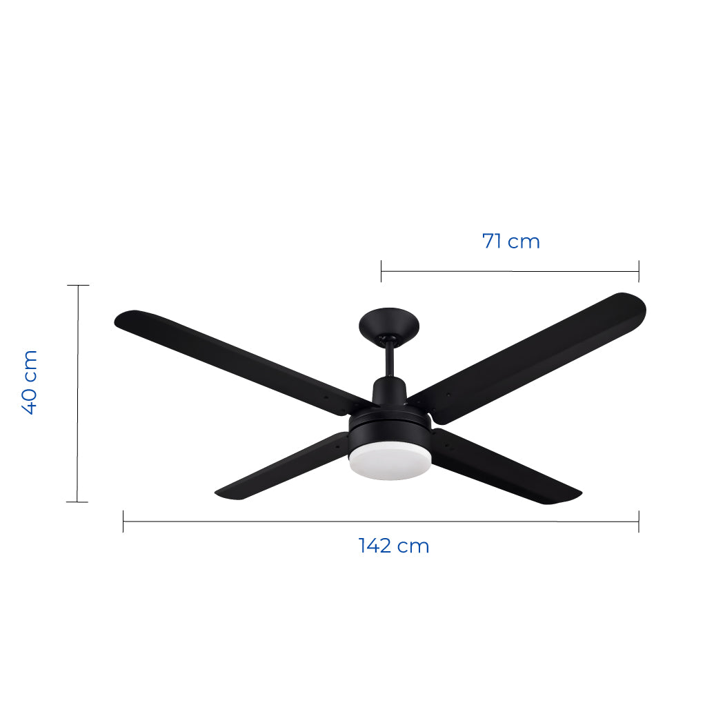 Narvik Ventilador de Techo de 56" Con Luz de 4 Aspas de Aluminio con Control de Pared para Uso Industrial, Modelo NA3020
