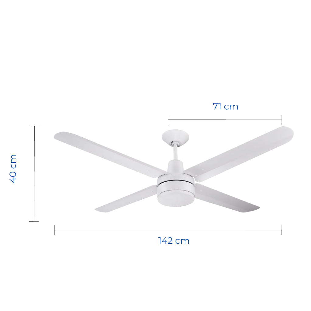 Narvik Ventilador de Techo de 56" Con Luz de 4 Aspas de Aluminio con Control de Pared para Uso Industrial, Modelo NA3021