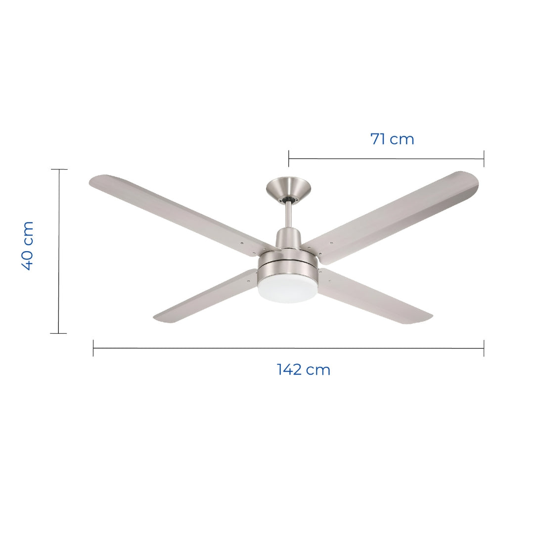 Narvik Ventilador de Techo de 56" Con Luz de 4 Aspas de Acero con Control de Pared para Uso Industrial, Modelo NA3022