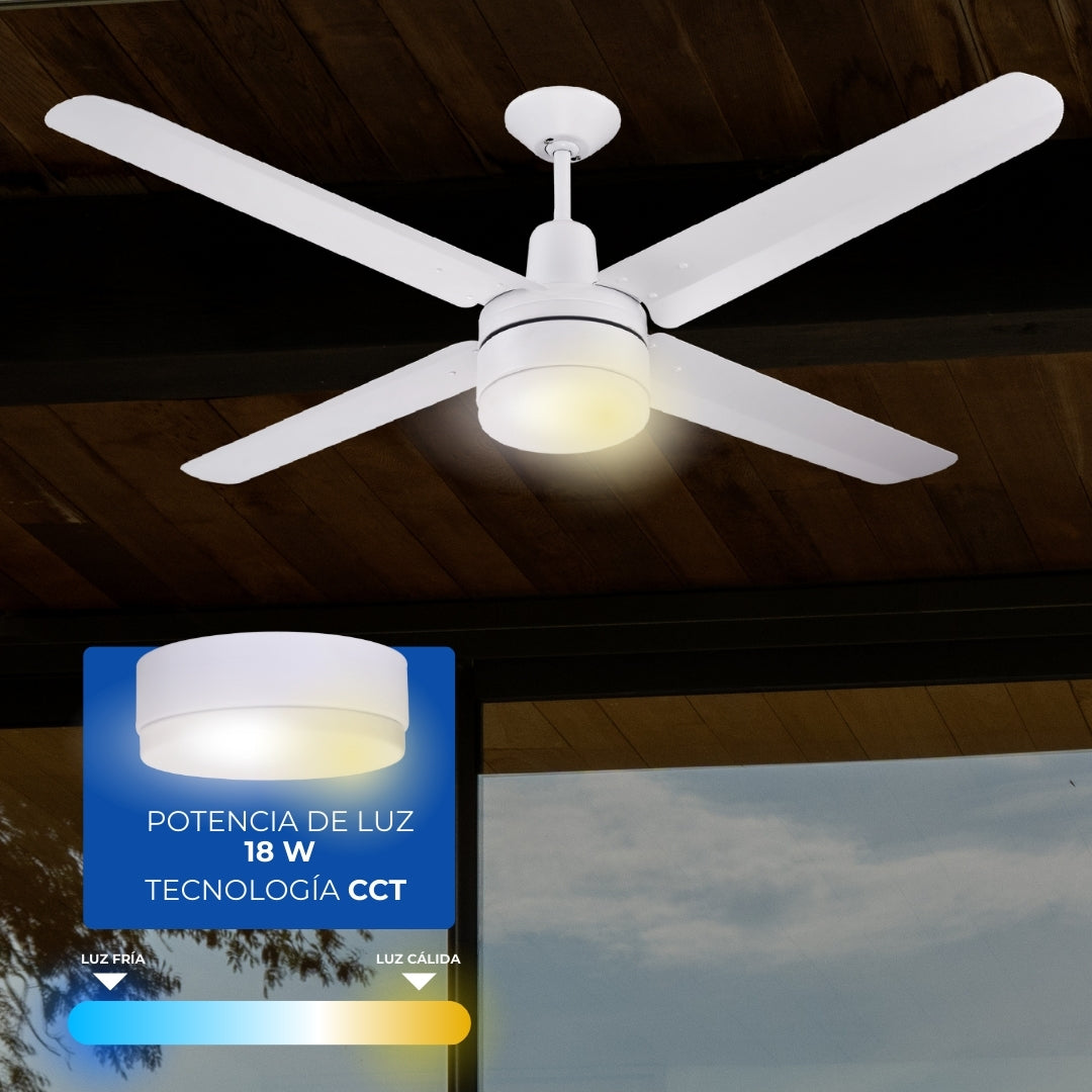 Narvik Ventilador de Techo de 56" Con Luz de 4 Aspas de Aluminio con Control de Pared para Uso Industrial, Modelo NA3021