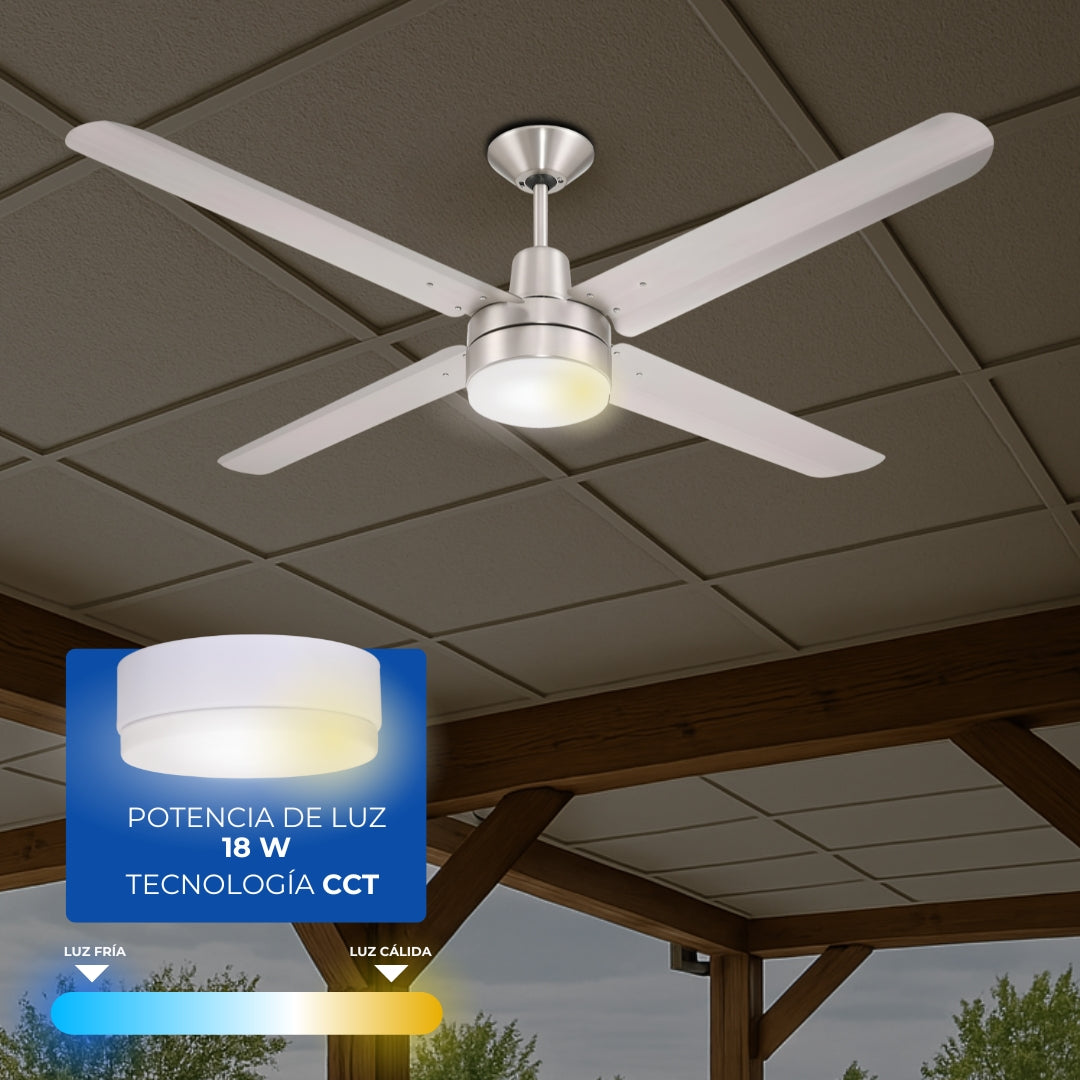 Narvik Ventilador de Techo de 56" Con Luz de 4 Aspas de Acero con Control de Pared para Uso Industrial, Modelo NA3022