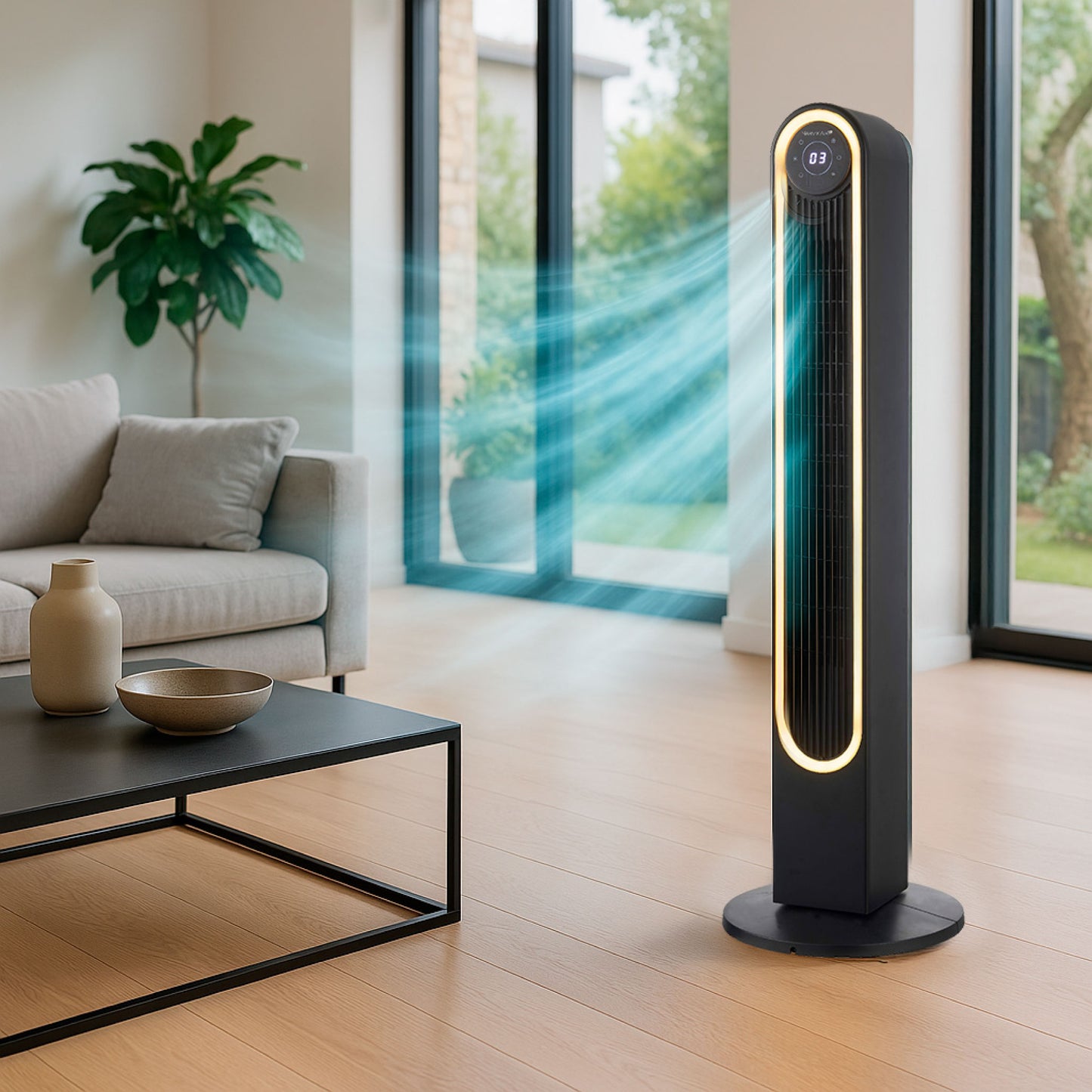 Narvik Ventilador de Torre Silencioso de 60W con Luz, Control Remoto y Panel Touch, Modelo NA5042
