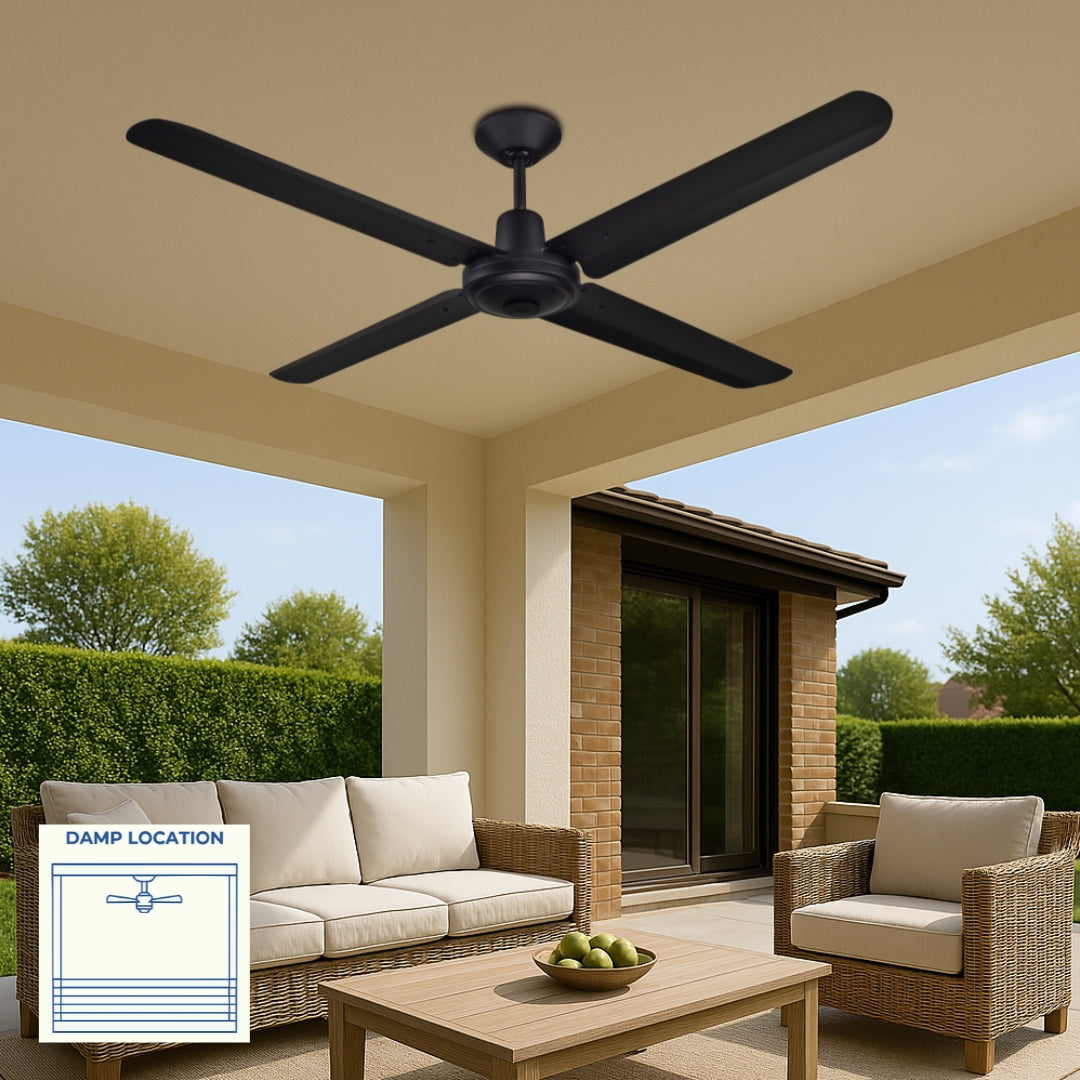 Narvik Ventilador de Techo de 56" Con 4 Aspas de Aluminio con Control de Pared para Uso Industrial, Modelo NA3010