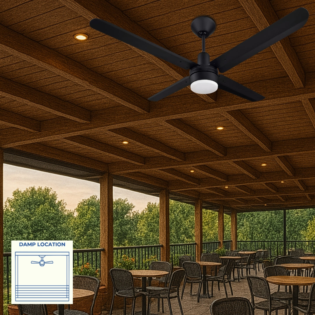 Narvik Ventilador de Techo de 56" Con Luz de 4 Aspas de Aluminio con Control de Pared para Uso Industrial, Modelo NA3020