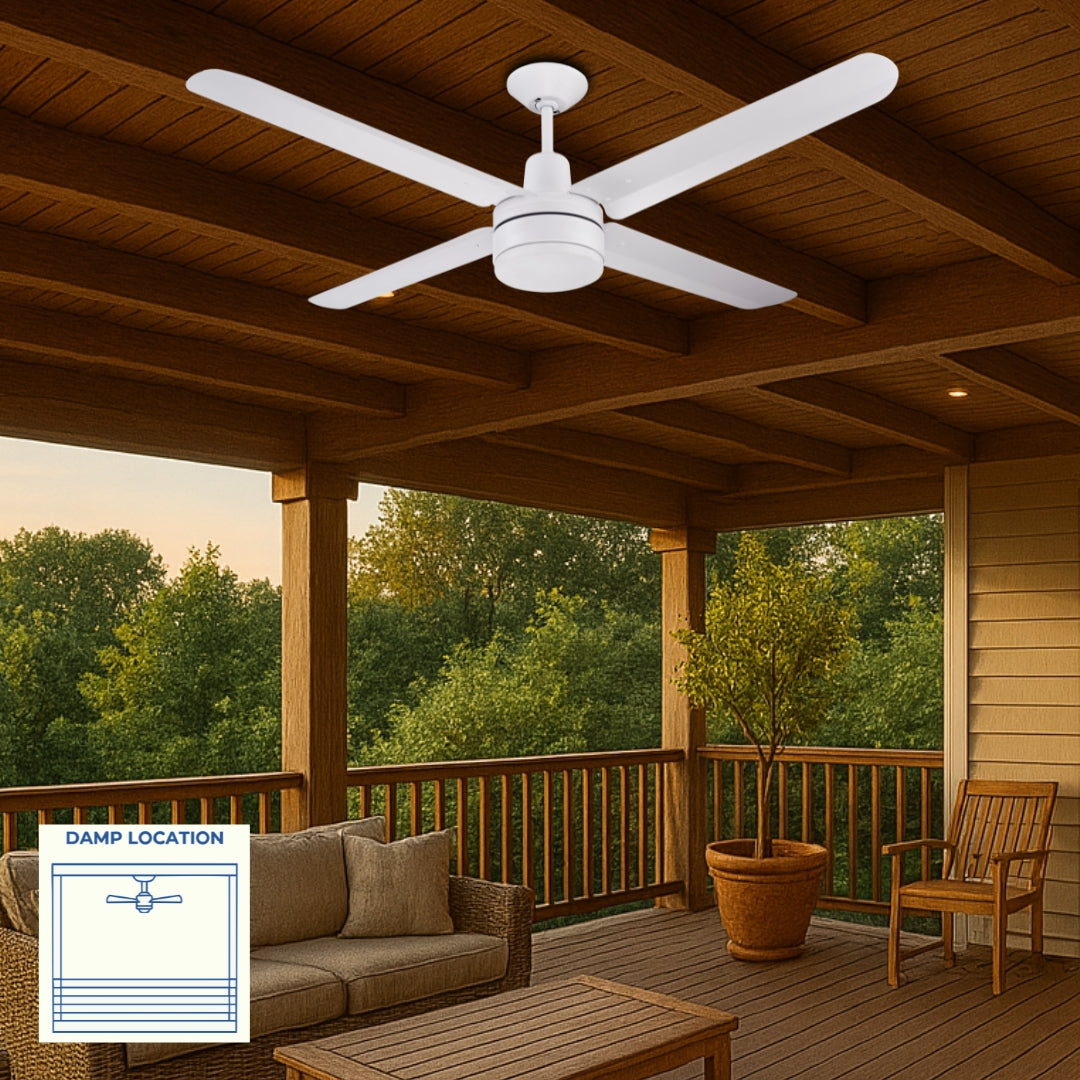 Narvik Ventilador de Techo de 56" Con Luz de 4 Aspas de Aluminio con Control de Pared para Uso Industrial, Modelo NA3021