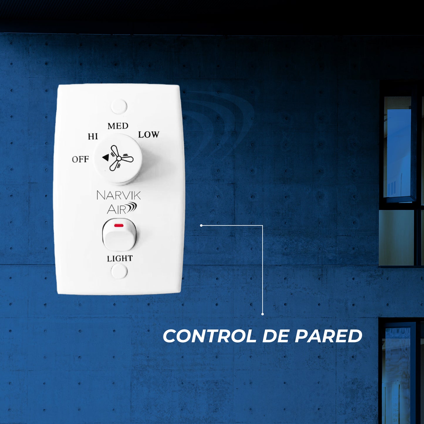 Narvik Ventilador de Techo de 56" Con Luz de 4 Aspas de Aluminio con Control de Pared para Uso Industrial, Modelo NA3020