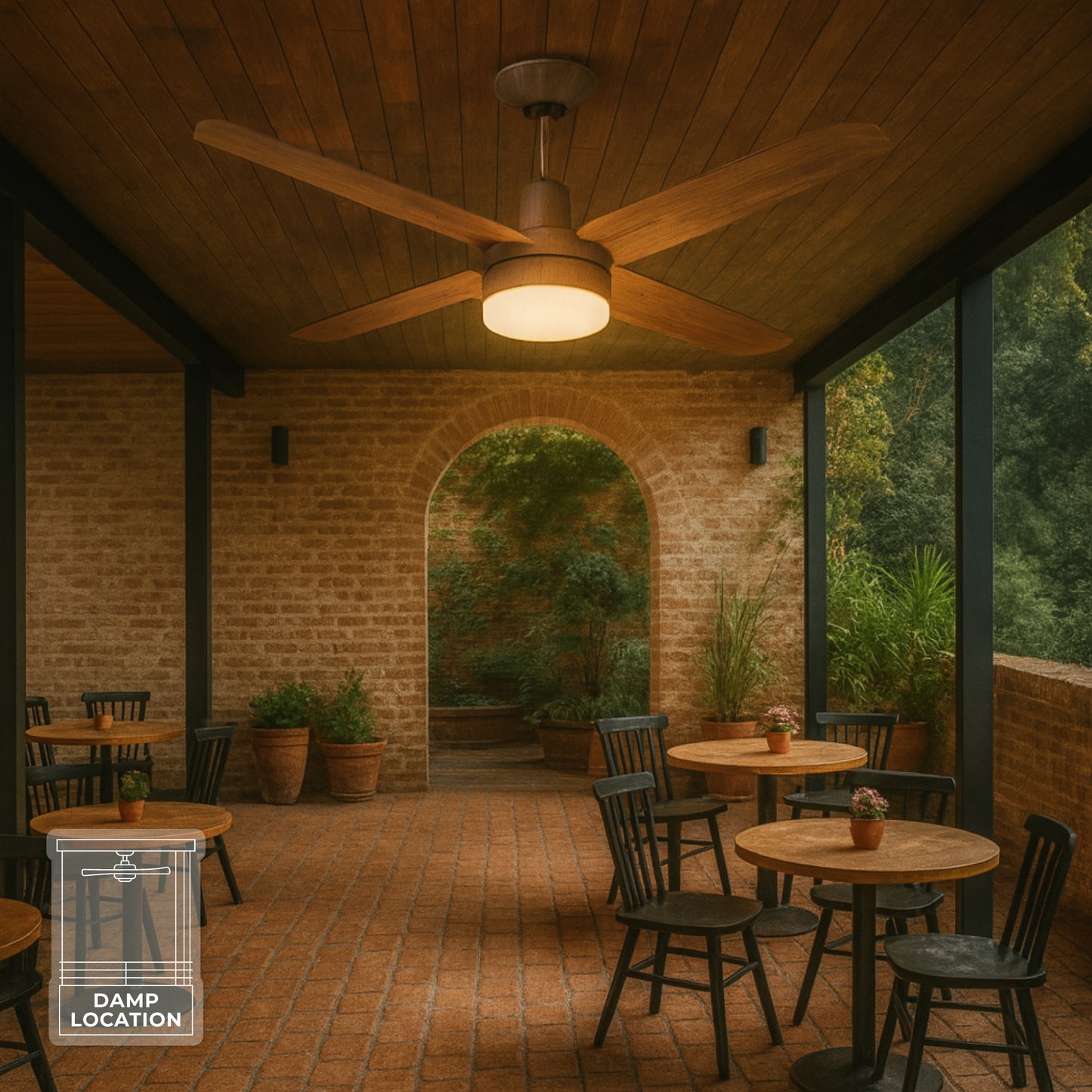 Narvik Ventilador de Techo Con Luz de 56" 4 Aspas de Aluminio con Acabado de Madera Control de Pared, Modelo NA3023