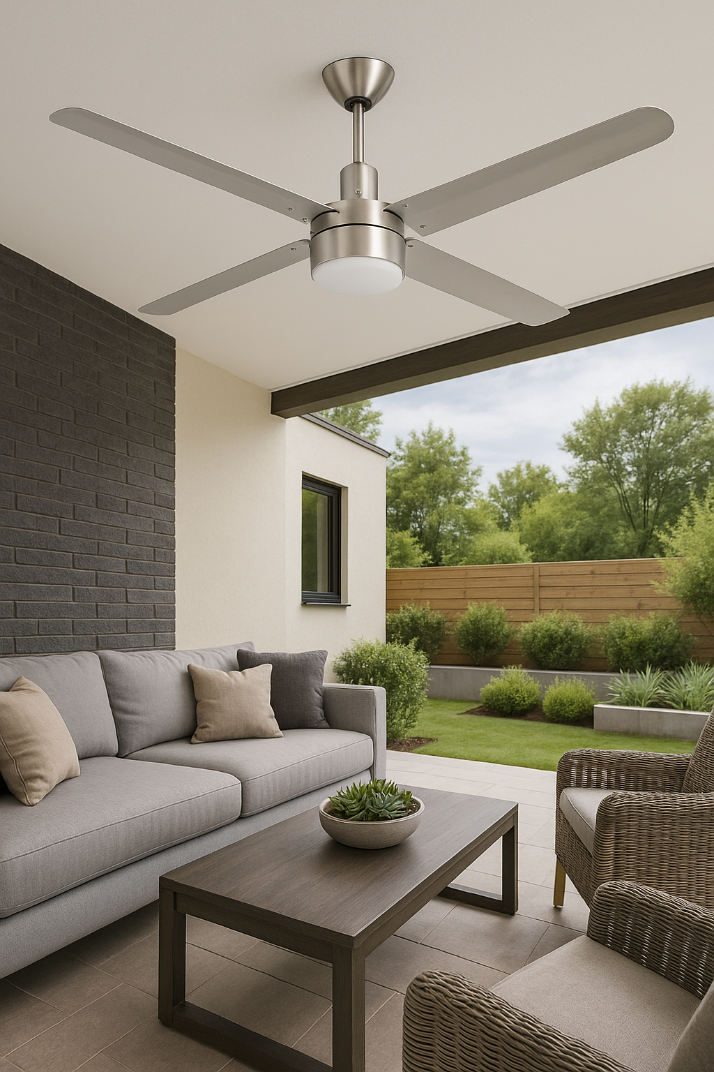Narvik Ventilador de Techo de 56" Con Luz de 4 Aspas de Acero con Control de Pared para Uso Industrial, Modelo NA3022