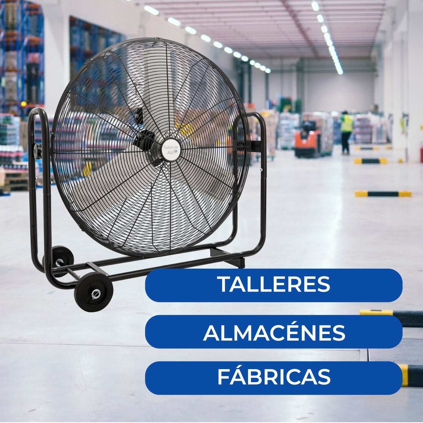 Narvik  Ventilador Industrial De Piso de 30" con Ruedas e Inclinación de 270°,  Modelo NA1230