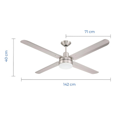 Narvik Ventilador de Techo de 56" Con Luz de 4 Aspas de Acero con Control de Pared para Uso Industrial, Modelo NA3022