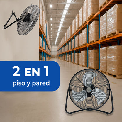 Narvik Ventilador Industrial 2 en 1: de Piso / Pared de 20" con 3 Aspas de Aluminio, Modelo NA1020