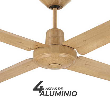 Narvik Ventilador de Techo de 56"  4 Aspas de Aluminio con Acabado de Madera Control de Pared, Modelo NA3014