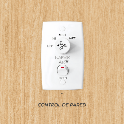 Narvik Ventilador de Techo de 56"  4 Aspas de Aluminio con Acabado de Madera Control de Pared, Modelo NA3014