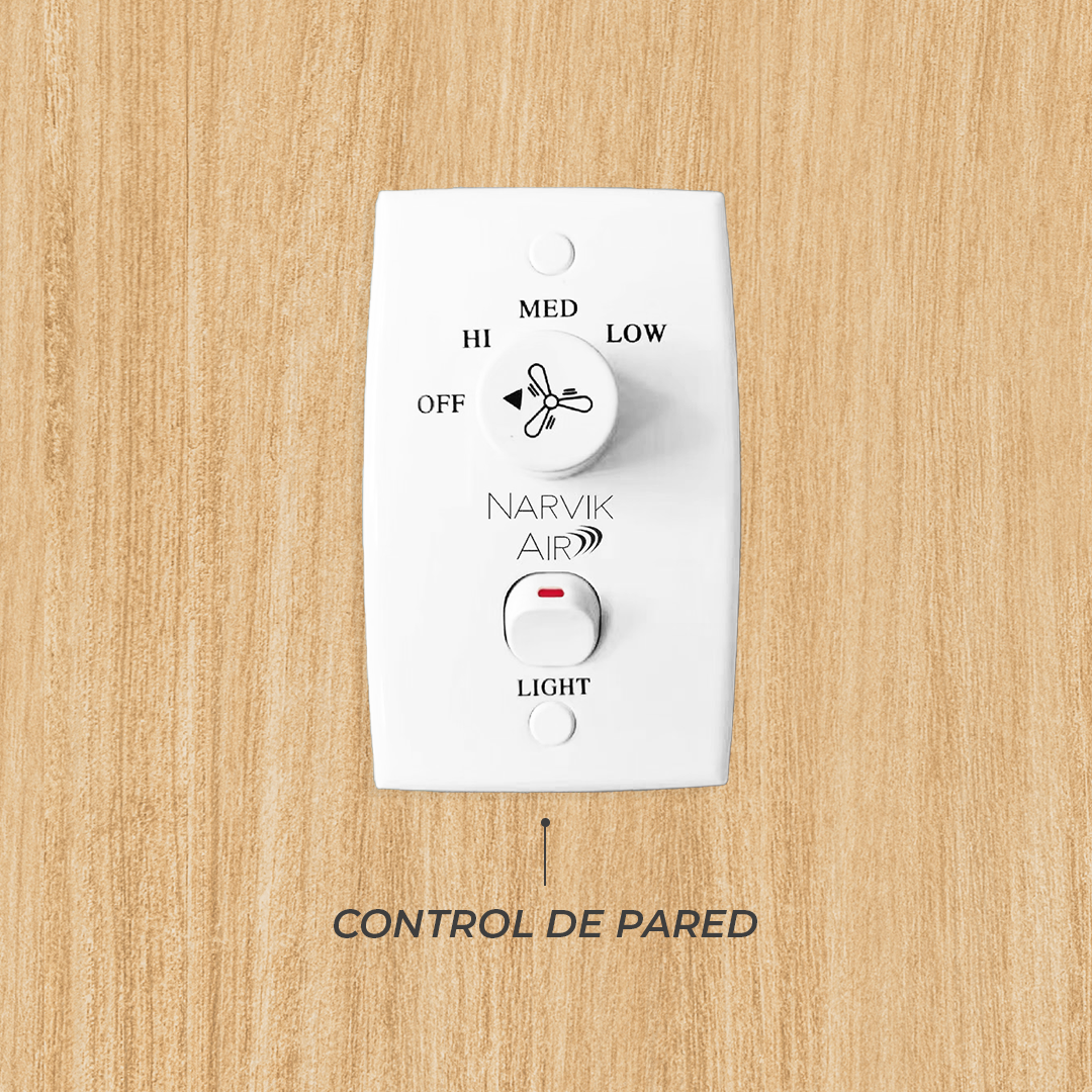 Narvik Ventilador de Techo Con Luz de 56"  4 Aspas de Aluminio con Acabado de Madera Control de Pared, Modelo NA3024