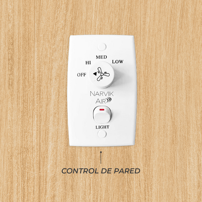 Narvik Ventilador de Techo Con Luz de 56"  4 Aspas de Aluminio con Acabado de Madera Control de Pared, Modelo NA3024