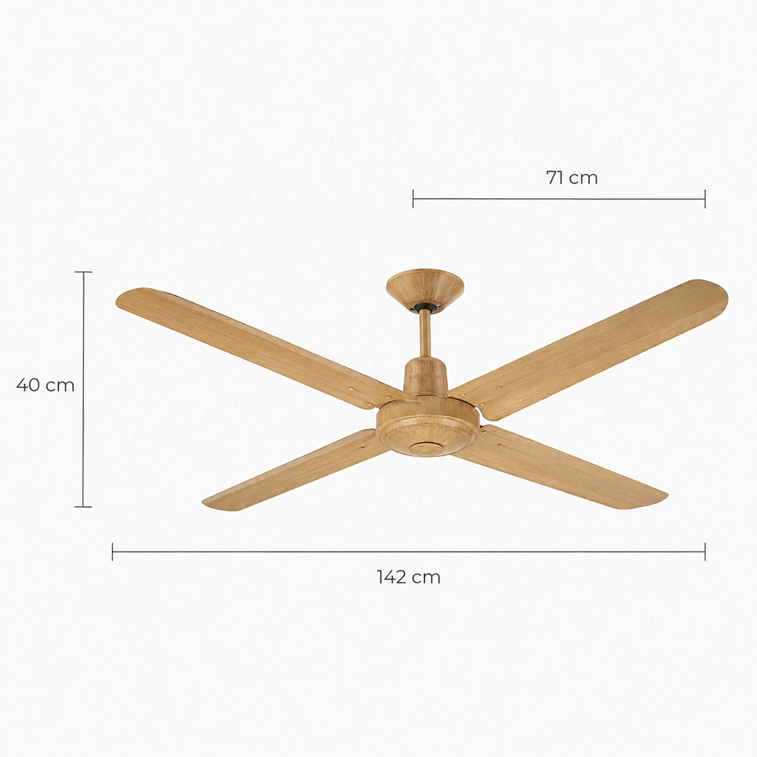 Narvik Ventilador de Techo de 56"  4 Aspas de Aluminio con Acabado de Madera Control de Pared, Modelo NA3014