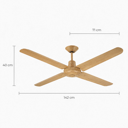 Narvik Ventilador de Techo de 56"  4 Aspas de Aluminio con Acabado de Madera Control de Pared, Modelo NA3014