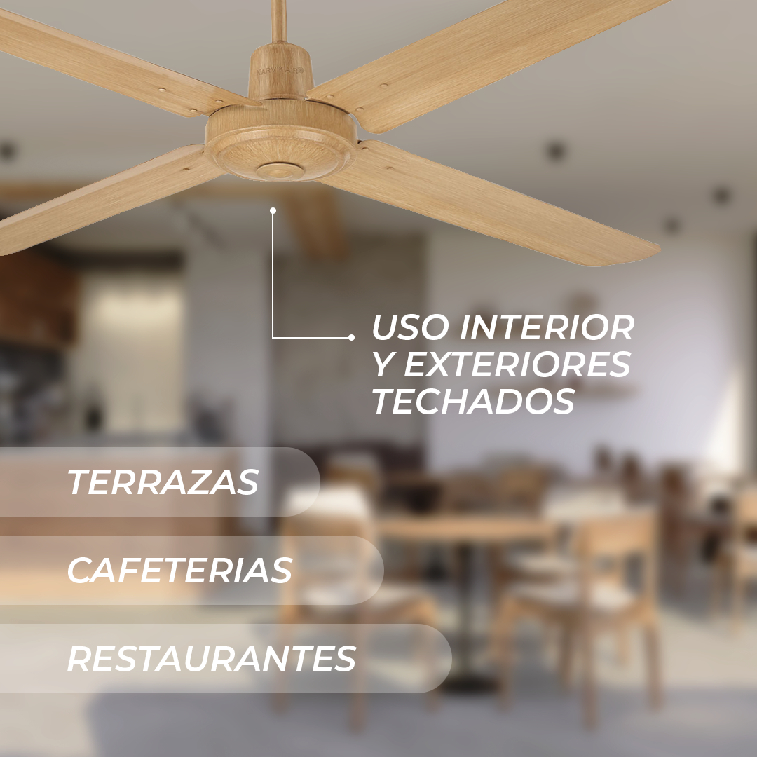 Narvik Ventilador de Techo de 56"  4 Aspas de Aluminio con Acabado de Madera Control de Pared, Modelo NA3014