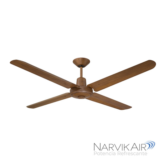 Narvik Ventilador de Techo de 56"  4 Aspas de Aluminio con Acabado de Madera Control de Pared, Modelo NA3013