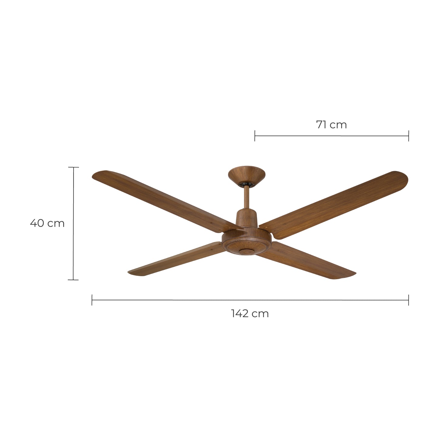 Narvik Ventilador de Techo de 56"  4 Aspas de Aluminio con Acabado de Madera Control de Pared, Modelo NA3013