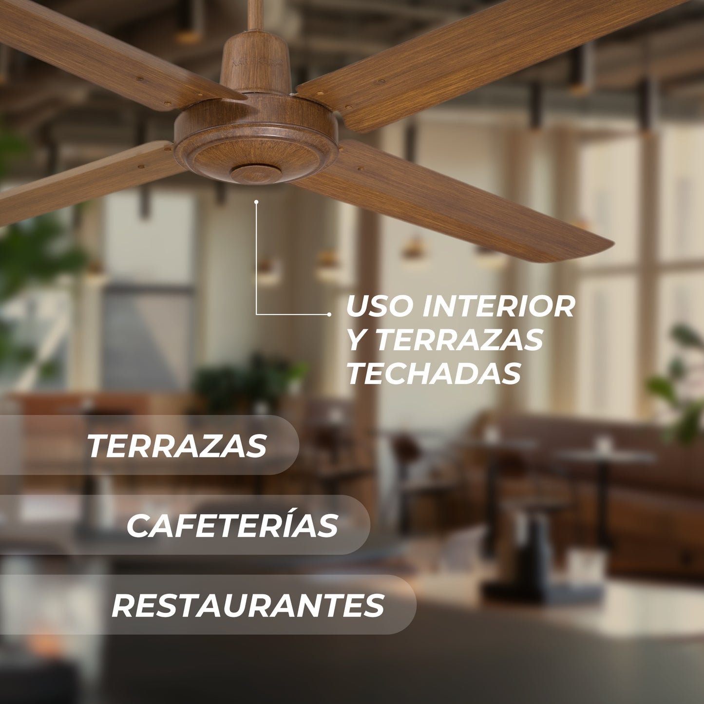 Narvik Ventilador de Techo de 56"  4 Aspas de Aluminio con Acabado de Madera Control de Pared, Modelo NA3013