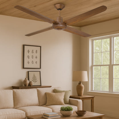 Narvik Ventilador de Techo de 56"  4 Aspas de Aluminio con Acabado de Madera Control de Pared, Modelo NA3013