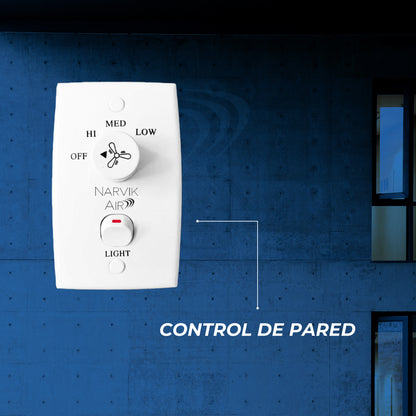 Narvik Ventilador de Techo de 56" Con Luz de 4 Aspas de Acero con Control de Pared para Uso Industrial, Modelo NA3022