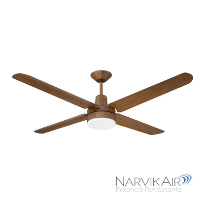 Narvik Ventilador de Techo Con Luz de 56"  4 Aspas de Aluminio con Acabado de Madera Control de Pared, Modelo NA3023