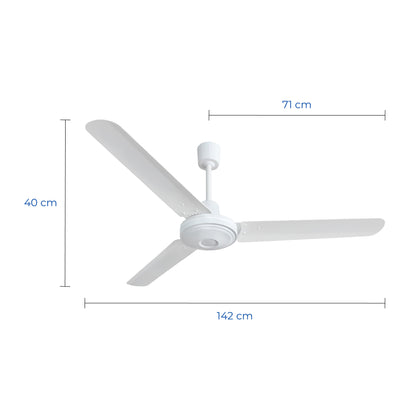 Narvik Ventilador de Techo de 56" Con 3 Aspas de Aluminio con Control de Pared para Uso Industrial, Modelo NA3031